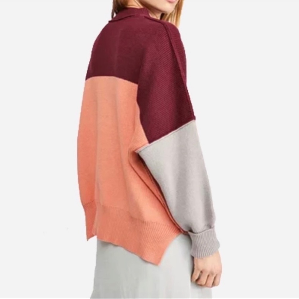 Free People Easy Street Oversized Sweater Color Block Size S In Peach Combo NWOT - Picture 9 of 16